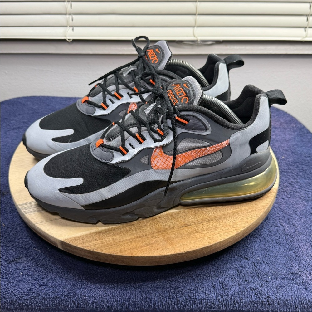 Nike Air Max React 270 React Black Gray Orange Sn… - image 3